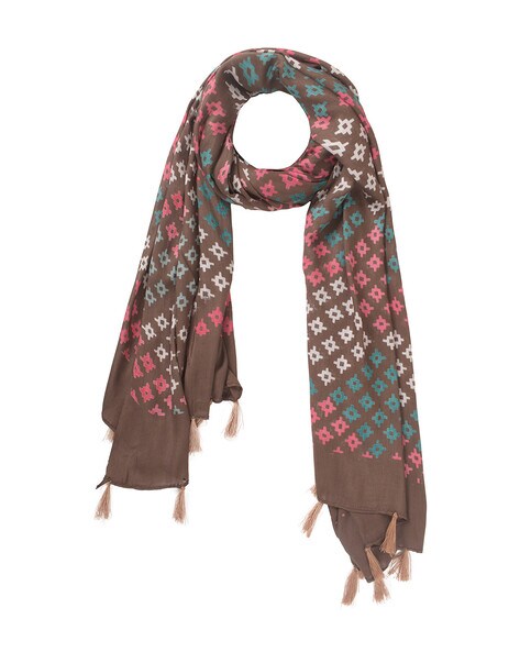 Geometric Print Scarf with Tussels Price in India