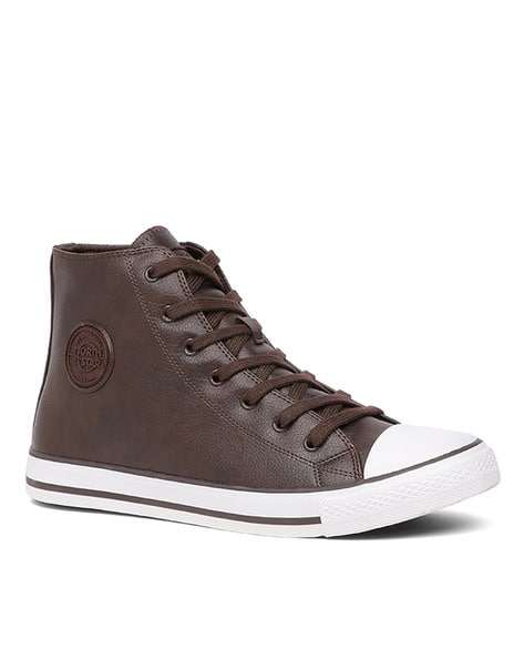 Textured High-Top Lace-Up Sneakers