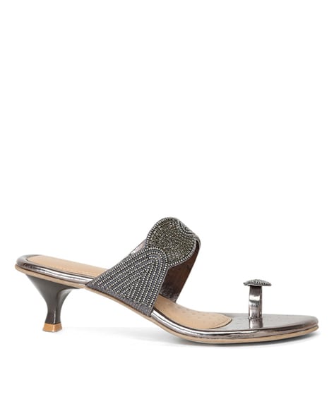 Grey kitten heel sandals best sale