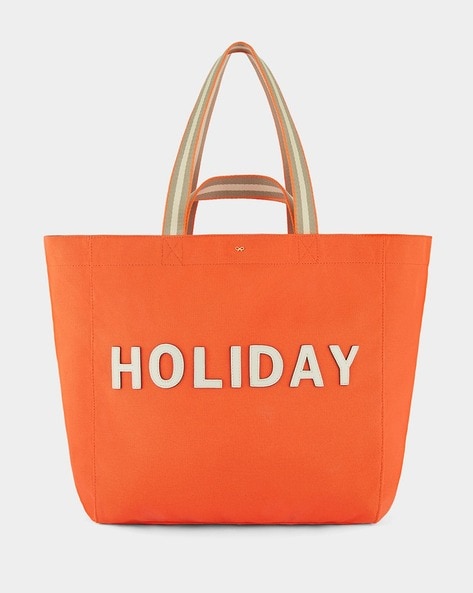 orange canvas tote bag