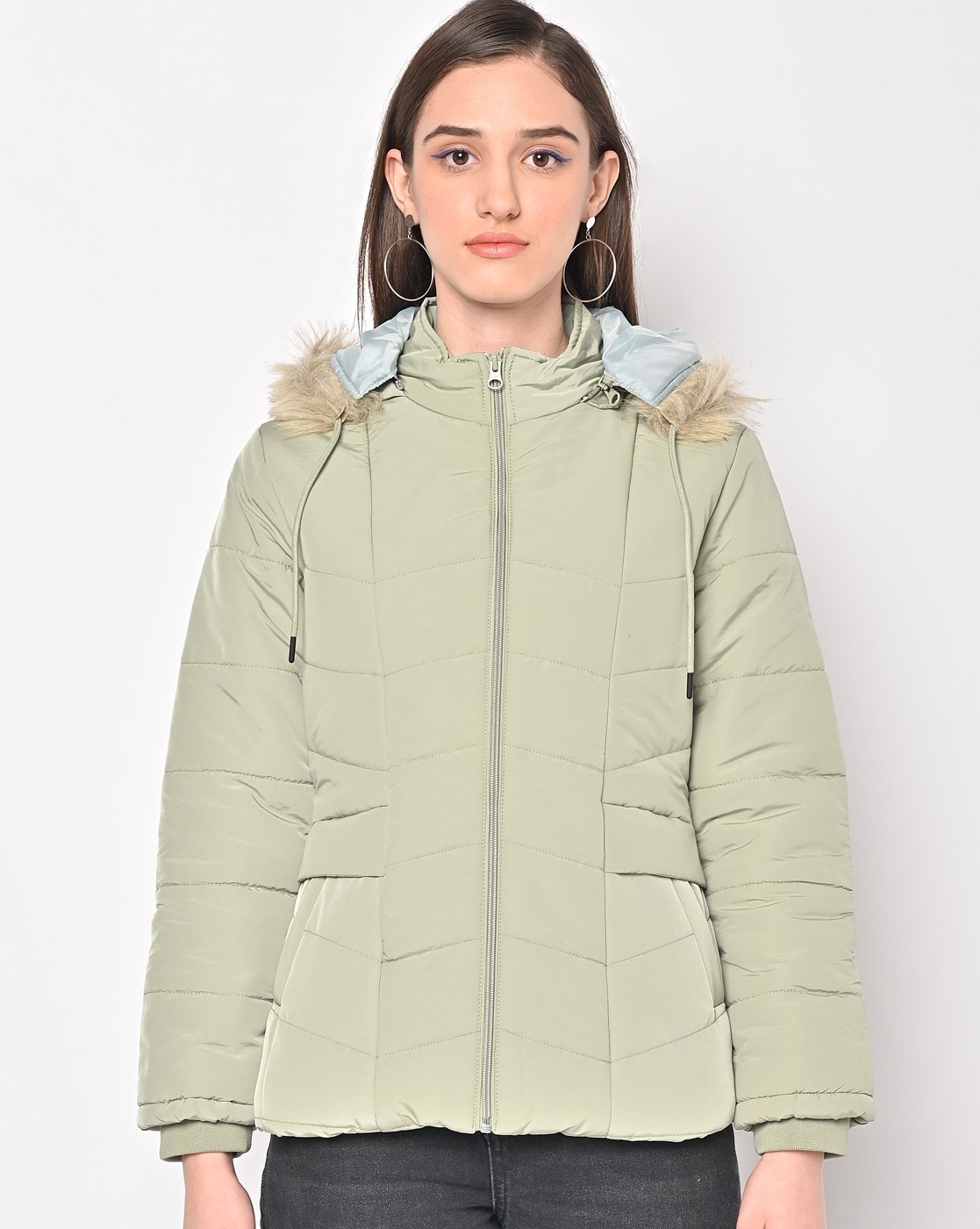 Buy Foreign Culture By Fort Collins Solid Puffer Jacket - Jackets for Women  23779270 | Myntra