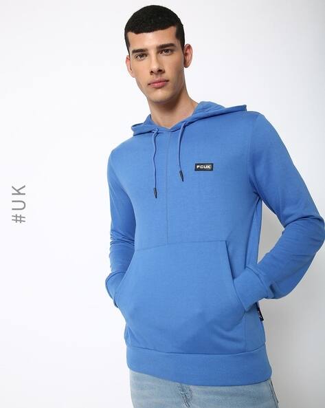 French Connection Light Blue Zip Up Hoodie Mens Shaun Slim Fit