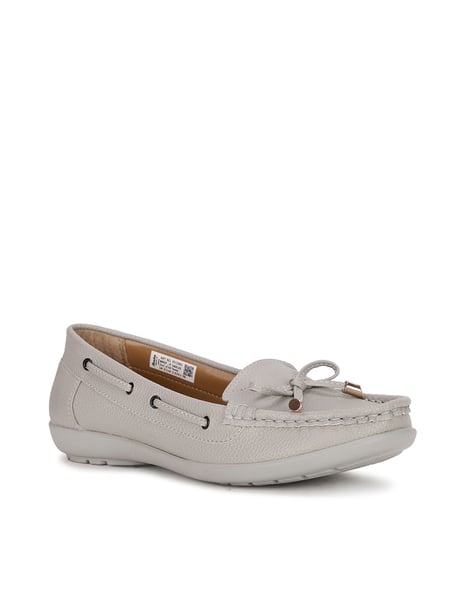 Bata Slip-On Loafers with Bow Accent