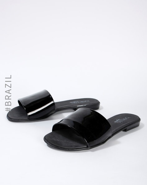 Womens black leather sliders new arrivals