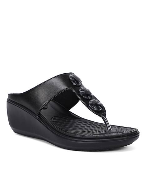 Textured Thong-Strap Platforms