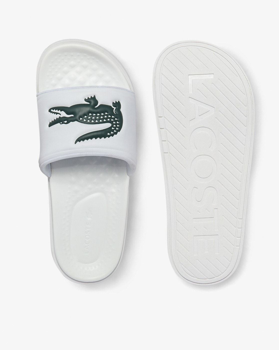 Lacoste discount slippers white