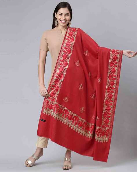 Knitted Shawl with Contrast Border Price in India