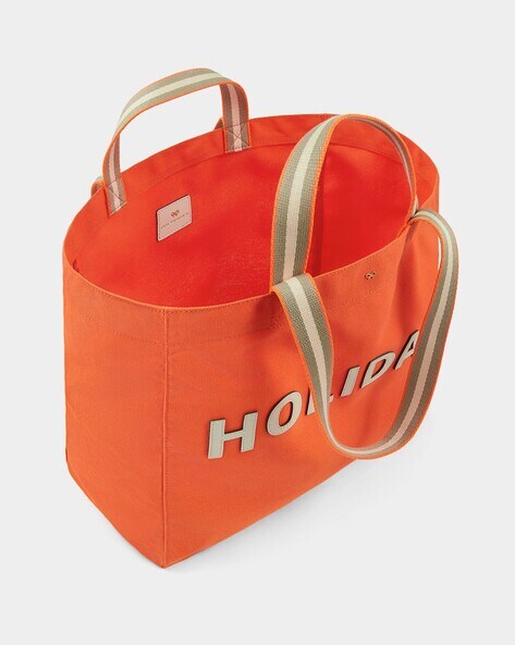 Orange canvas store tote bag