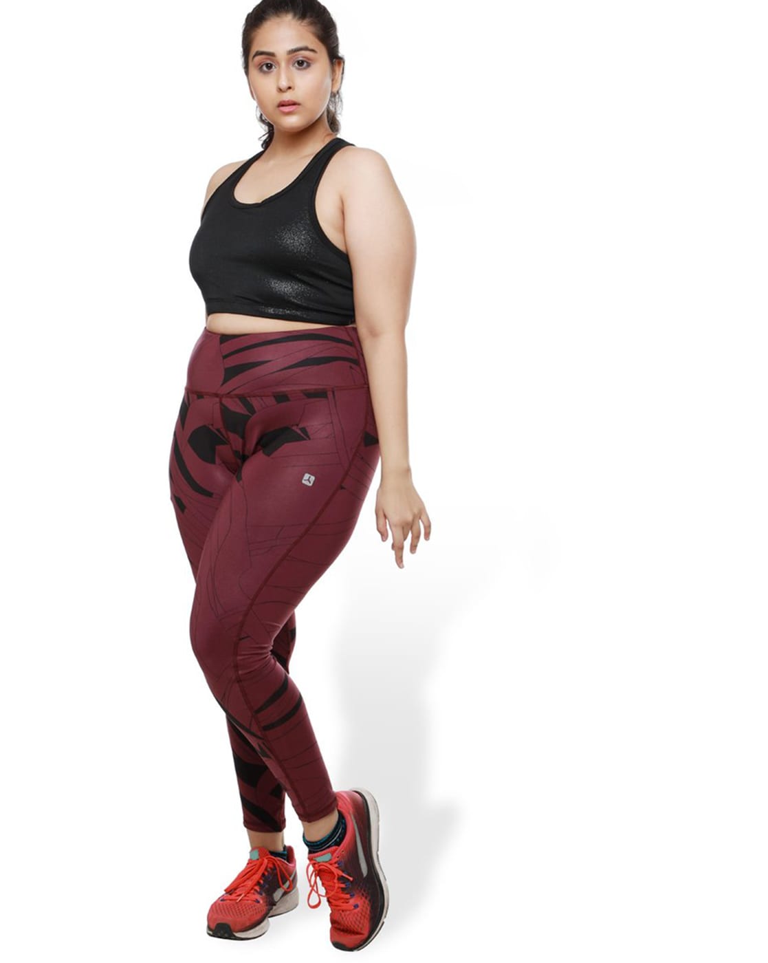 Textured Sports Leggings with Elasticated Waist