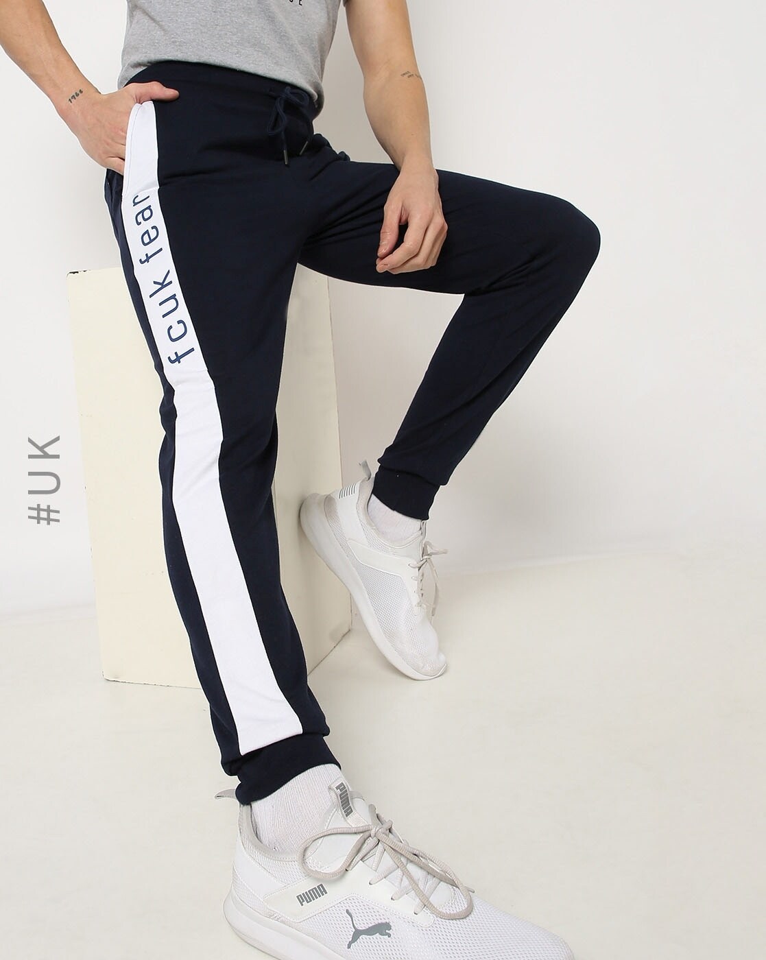 white slim fit joggers