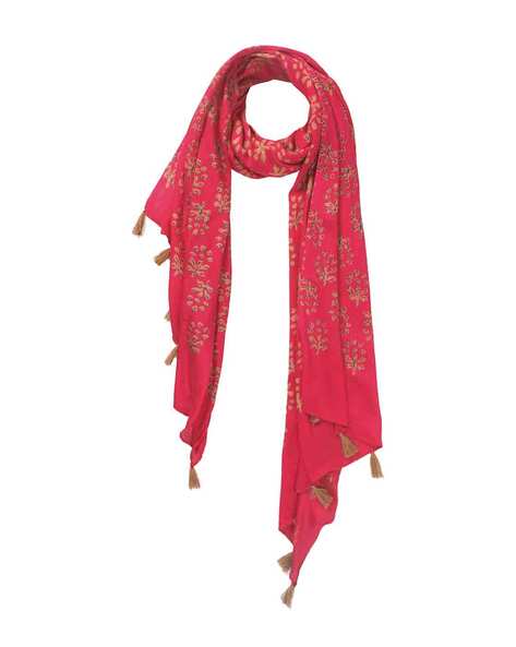 Leaf Print Scarf with Tussels Price in India