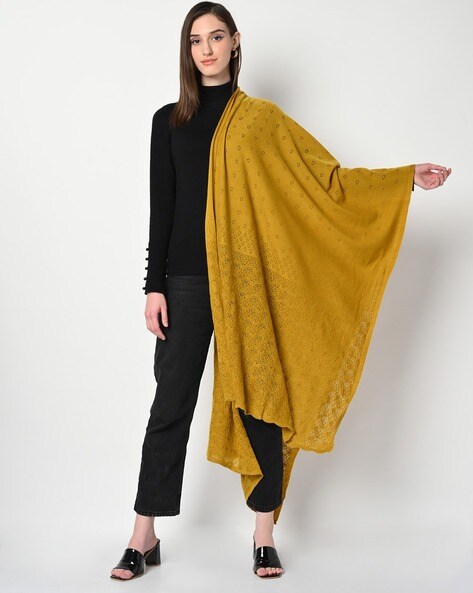 Knitted Dupatta with Ribbed Hem Price in India