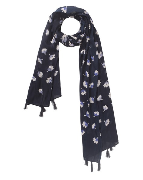 Floral Print Scarf with Tussels Price in India