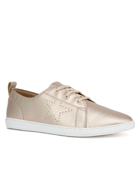 Casual Shoes Gold Star Shoes For Girl Flat Lace-up Shoes With