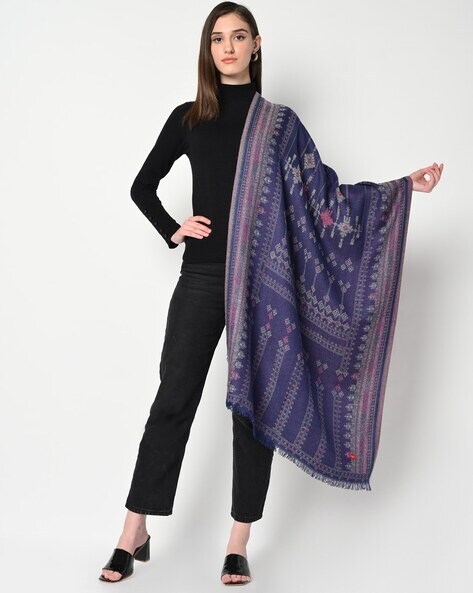 Geometric Print Stole with Fringed Hems Price in India