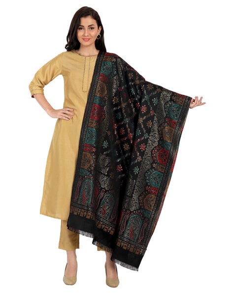 Paisley Pattern Shawl with Tassels Price in India