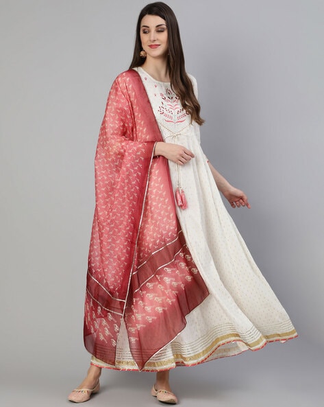 Buy online Fuschia Cotton Anarkali Suit Set for women at best price at  bibain  SKDSUNFLOWE8198AW22