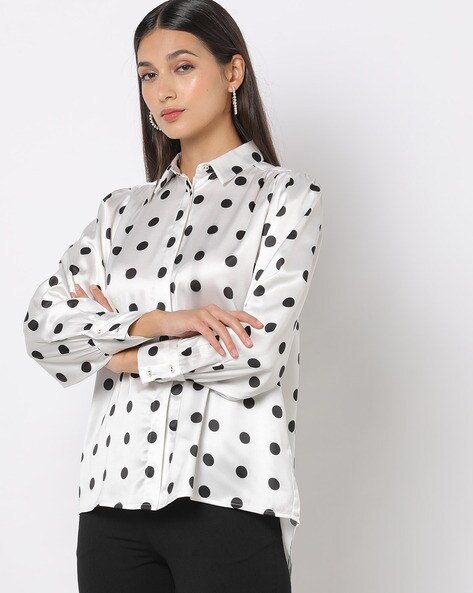 Satin polka cheap dot blouse