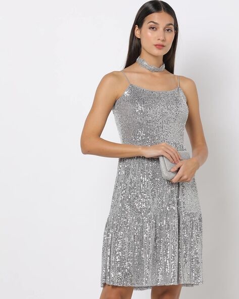 Buy Silver Sequin Gown by Designer SEEMA GUJRAL Online at Ogaan.com