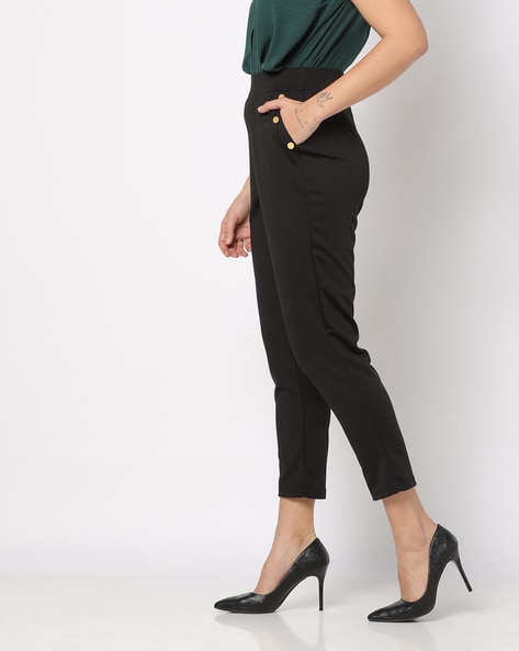 Buy Black Trousers & Pants for Women by Fig Online