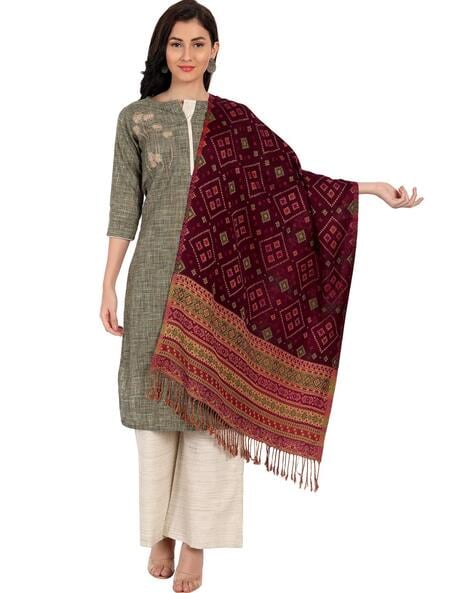 Bandhani Print Wool Shawl Price in India