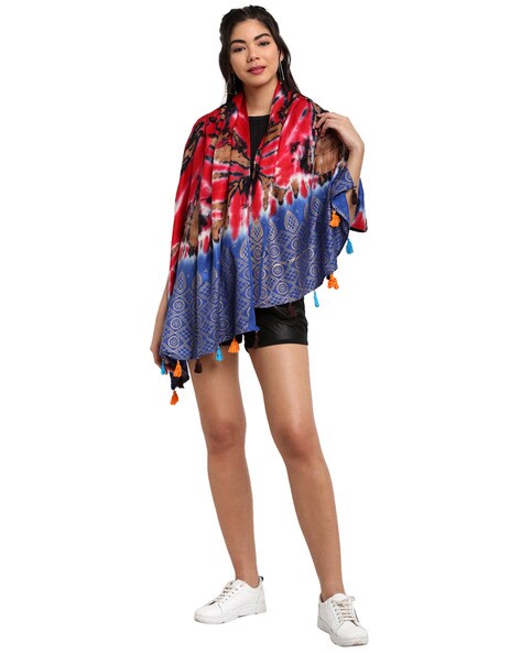 Abstract Print Stole with Tassels Price in India