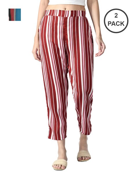 Buy Red Trousers & Pants for Women by INDIWEAVES Online