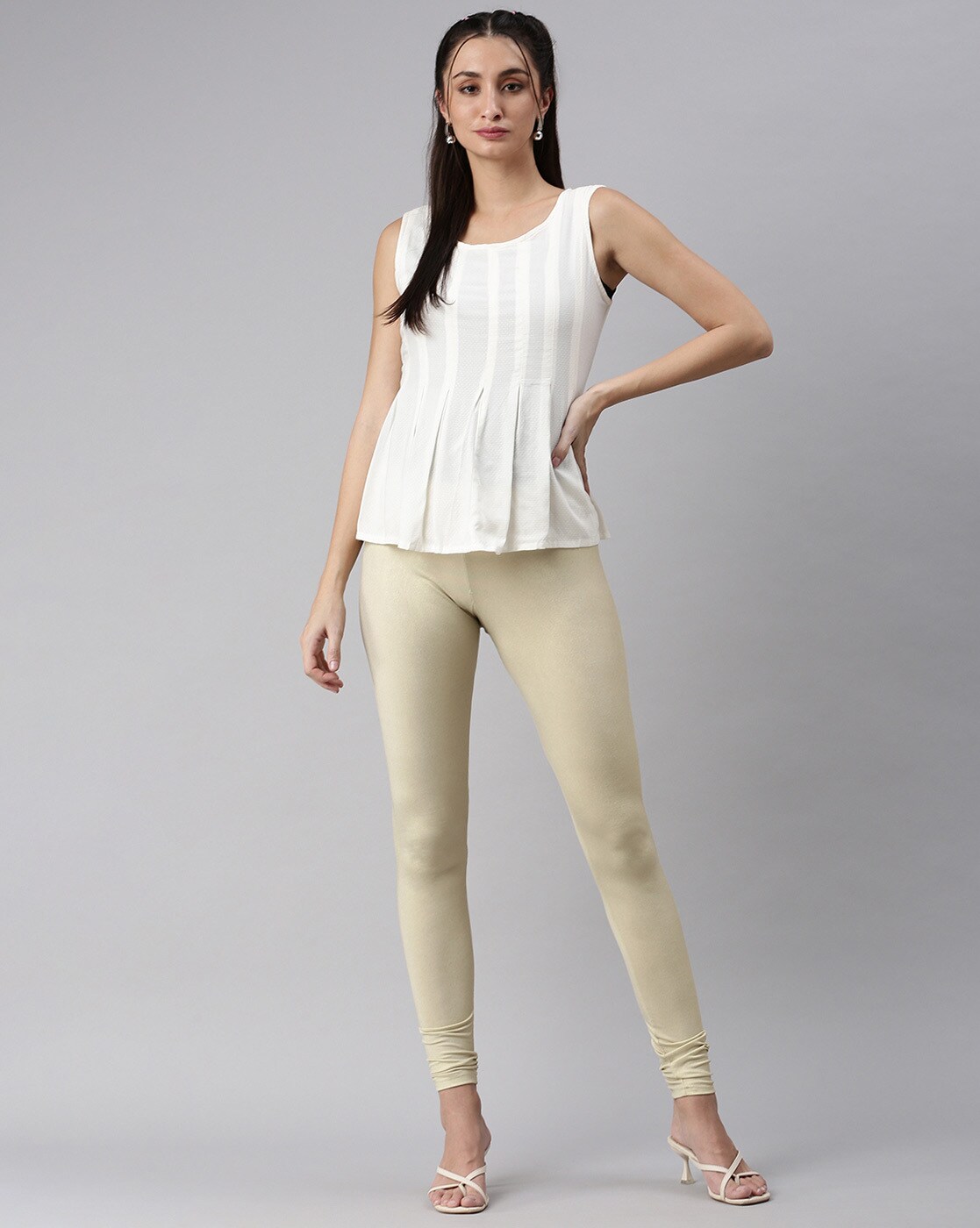 Buy Cream Leggings for Women by SHOWOFF Online