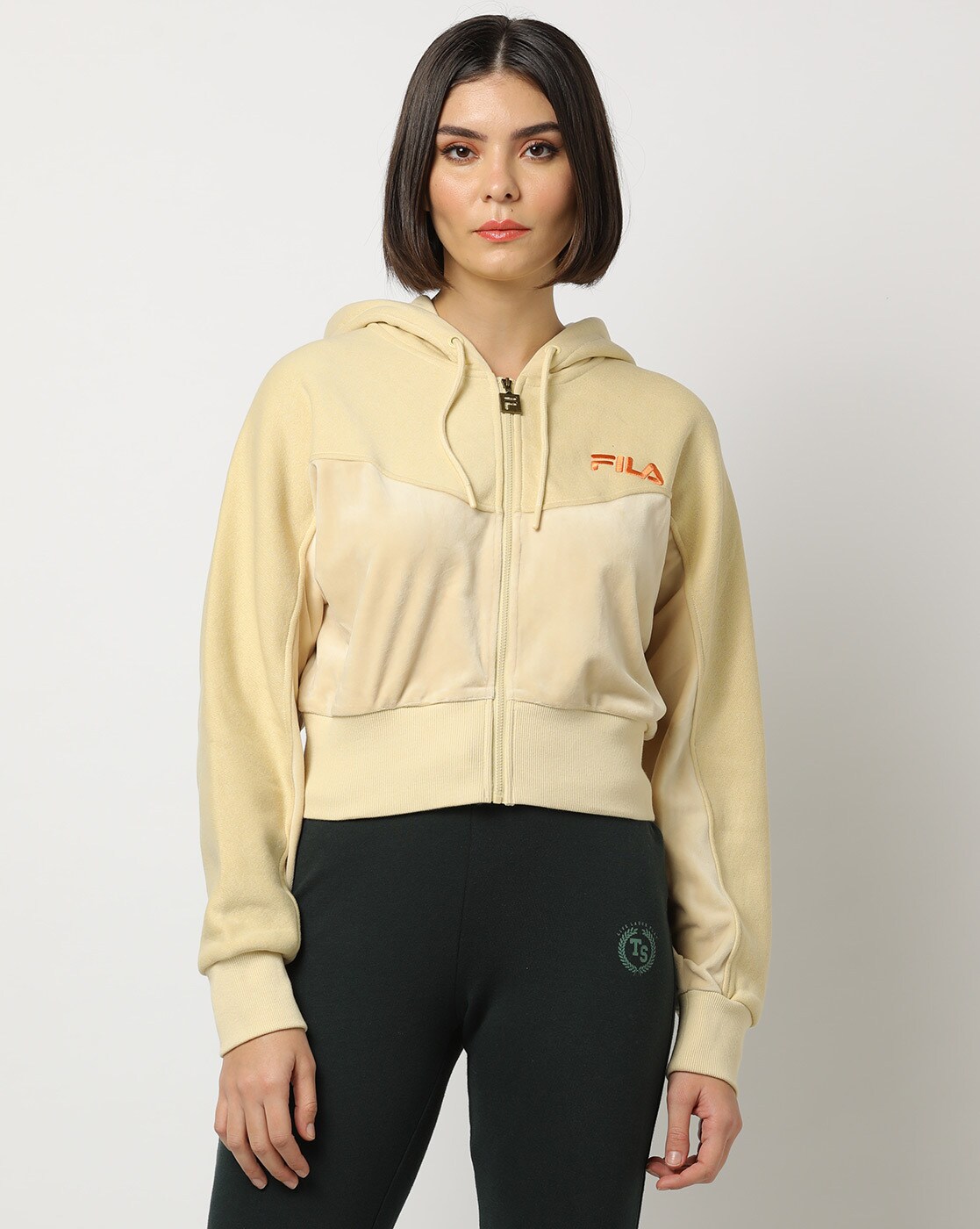 Embroidered Logo Zip Front Hoodie