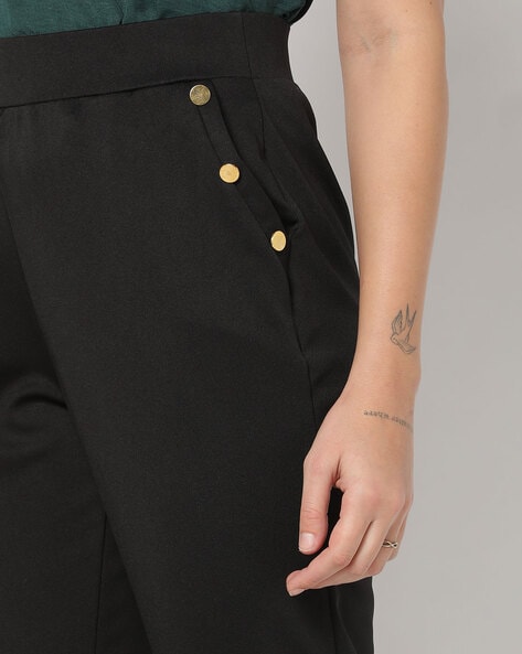 Buy VAN HEUSEN Olive Womens 4 Pocket Solid Formal Trousers  Shoppers Stop