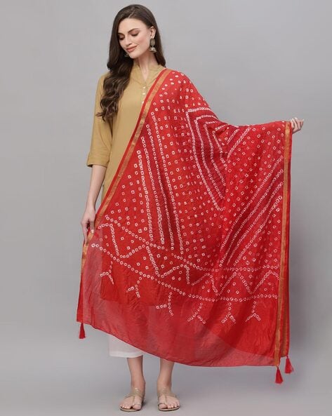 Bandhani Dupatta with Tassels Price in India