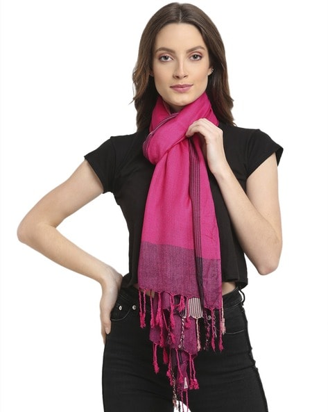 Striped Woven Stole with Tassels Price in India