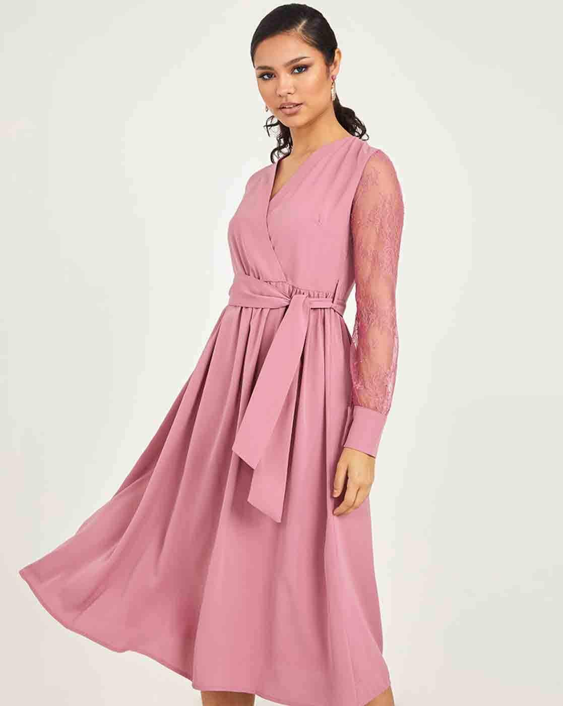 womens ruffle wrap dress