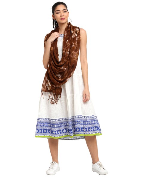 Tie & Dye Stole with Tassels Price in India