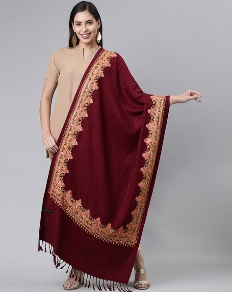 Floral Embroidered Kashmiri Shawl Price in India
