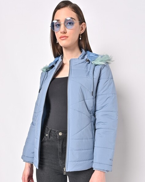 Pale store blue parka