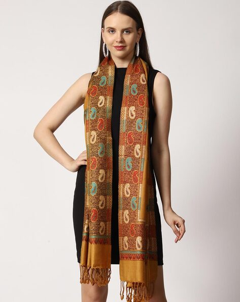 Paisely Print Stole with Tassels Price in India