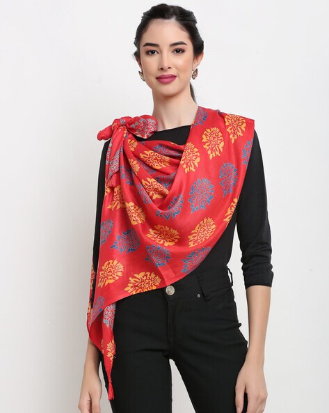 Block-Print Stole with Tassels Price in India