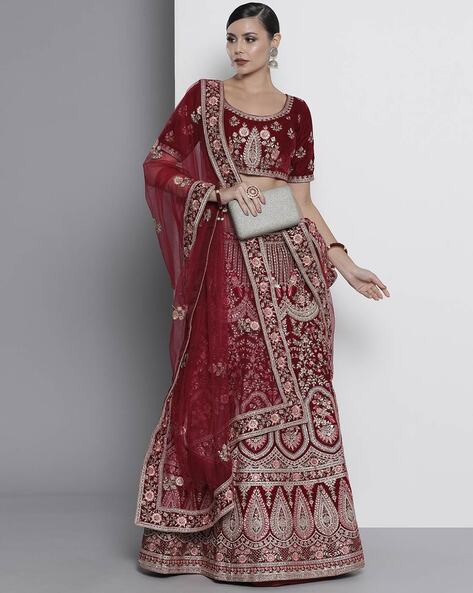 Maroon Bridal Lehenga Choli With Net Dupatta 2405LG02