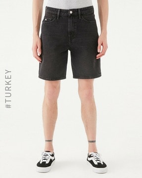 topman black denim shorts