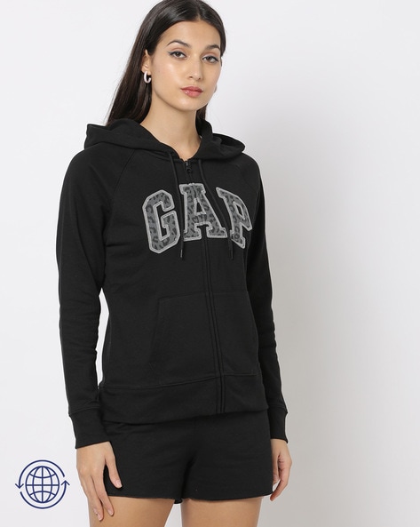 Buy GAP Logo Applique Zip Front Hoodie at Redfynd