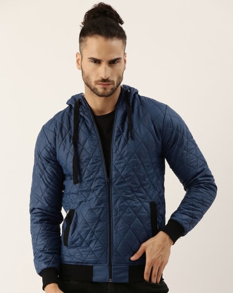 Mens blue quilted on sale jacket