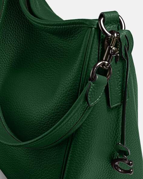 Medium Pouch Bag Loden Green Leather Shoulder Bag Crossbody 