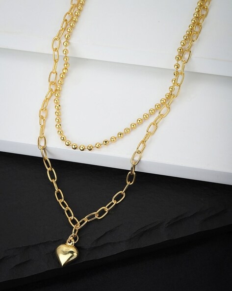 Carlton London Gold Plated Inline Heart Layered Necklace – Carlton London  Online