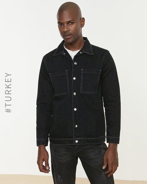 Black denim jacket clearance online