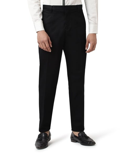 Buy GIORGIO ARMANI FlatFront Relaxed Fit Trousers  Black Color Men  AJIO  LUXE