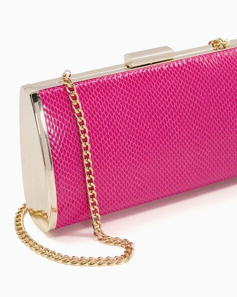 Become Diamante-Clasp Hard-Case Clutch Bag