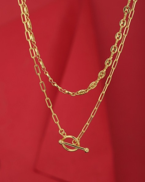 Buy Fashion Frill Stylish Gold Plated Lock Design Layered Necklace