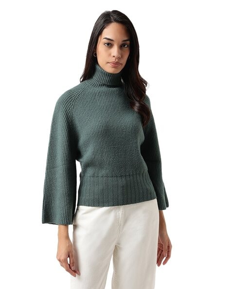 Buy EMPORIO ARMANI EA Regular Fit Sweater | Green Color Women | AJIO LUXE