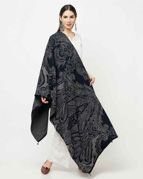 Paisley Print Open-Front Cape with Tassels Price in India